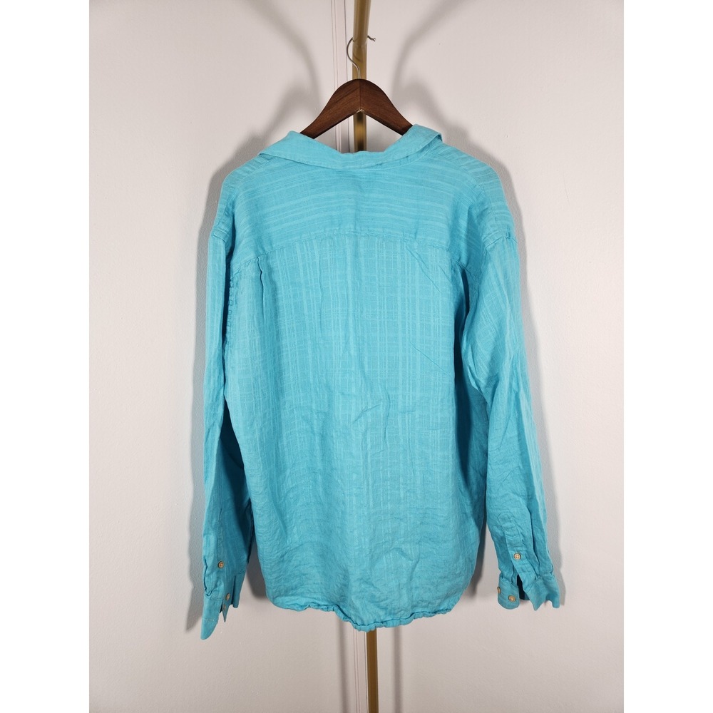 Jos. A. Bank Aqua Turquoise 100% Linen Long Sleeve Button Up Shirt Size XL - Picture 2 of 10